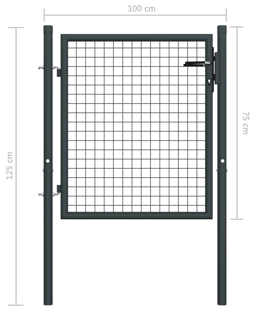 vidaXL Πόρτα Περίφραξης με Πλέγμα Γκρι 100 x 125 εκ. Γαλβαν. Χάλυβας