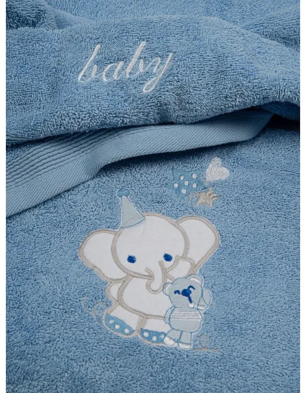 Σετ πετσέτες κεντητές Elephant 03 Blue/Blue