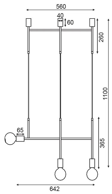 Φωτιστικό Οροφής 3ΧΕ27 ΜΑΥΡΟ ΜΕΤΑΛΛΙΚΟ 64X4X110CM KYOTO - TNK853P64BK