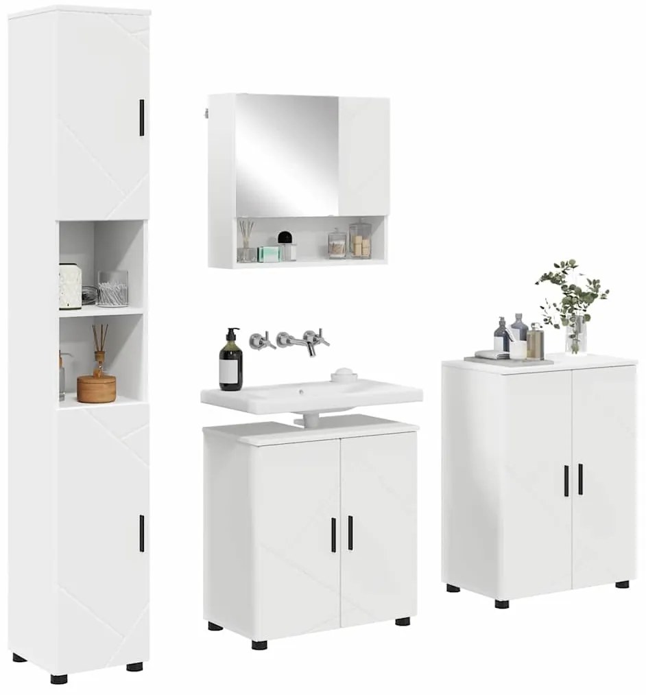 vidaXL Σετ Επίπλων Μπάνιου Επιτοίχιο 4 pcs Λευκό 61 x 35 x 64 εκ.