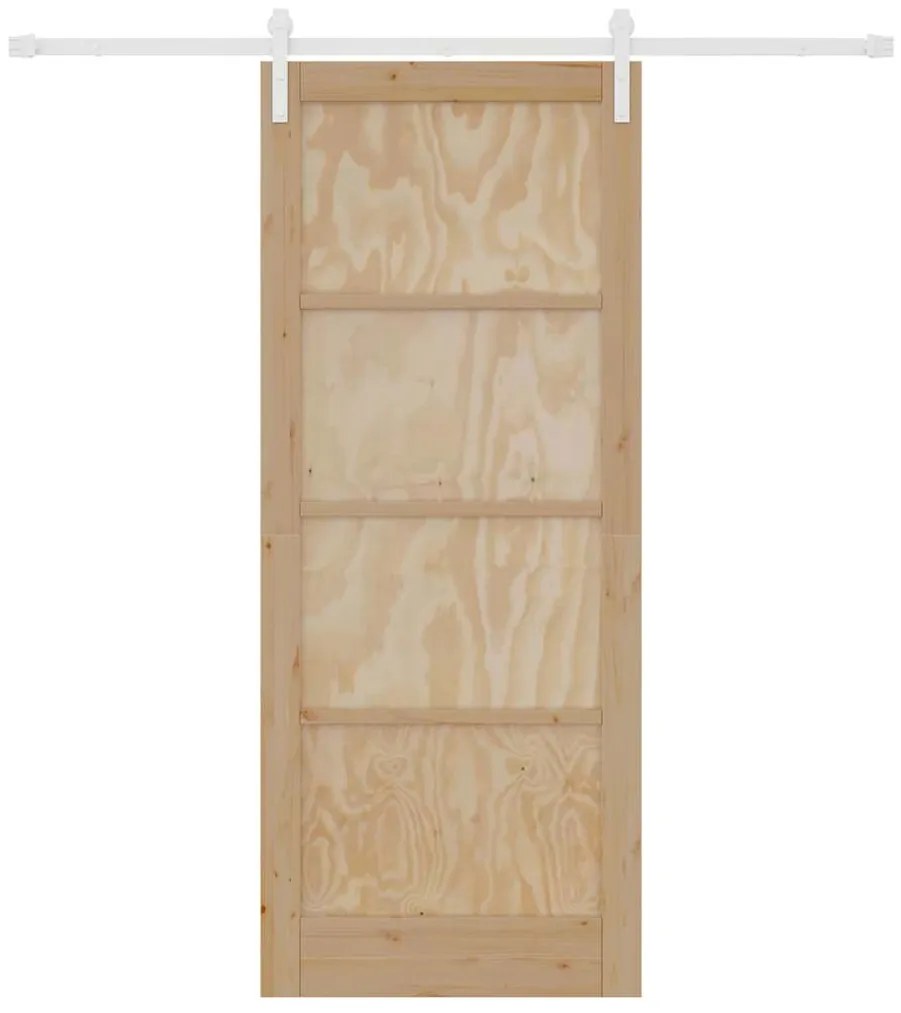 vidaXL Συρόμενη Πόρτα Φυσικό και λευκό 86 x 211 cm