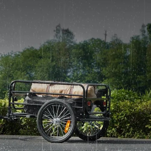 VEVOR Bike Cargo Trailer, 160 lbs Load Capacity, Heavy-Duty Bicycle Wagon Cart, Foldable Compact Storage &amp; Quick Release with Universal Hitch, 16&quot; Wheels, Safe Reflectors, Fits 22&quot;-28&quot; Bike Wheels