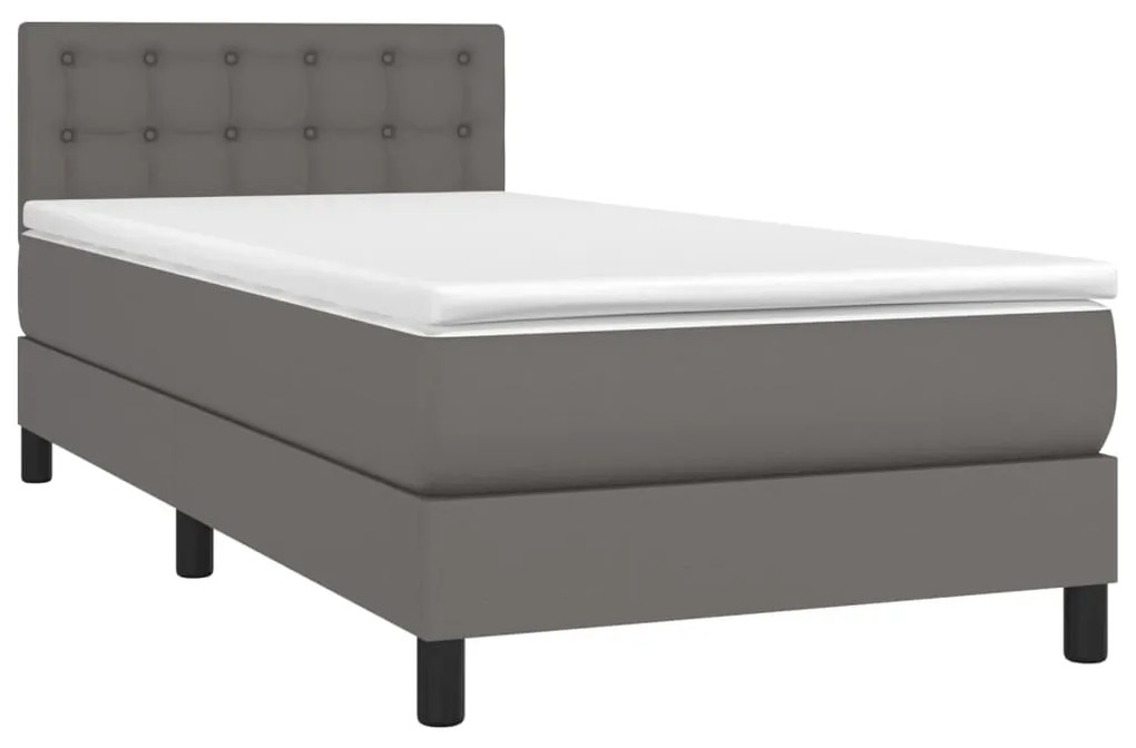 ΚΡΕΒΑΤΙ BOXSPRING ΜΕ ΣΤΡΩΜΑ &amp; LED ΓΚΡΙ 100X200 ΕΚ. ΣΥΝΘ. ΔΕΡΜΑ 3134211