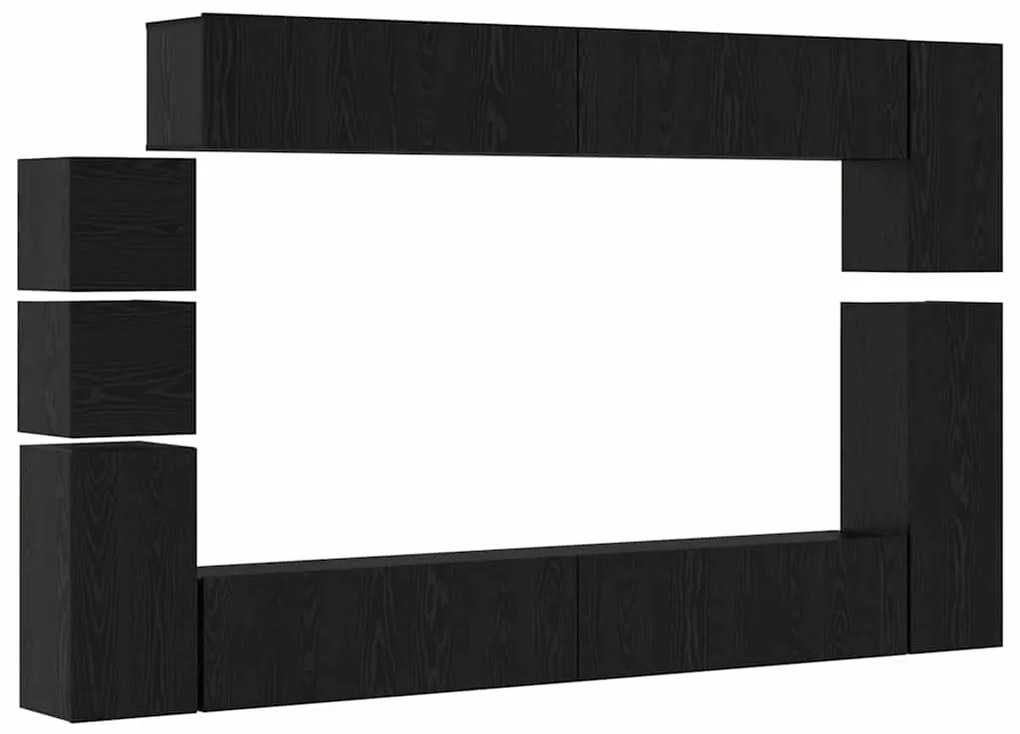 vidaXL Σετ επίπλου τηλεόρασης 9 pcs Μαύρη δρυς Επεξεργασμένο ξύλο