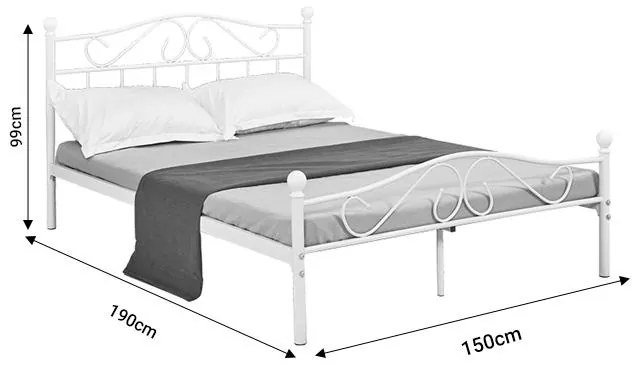Κρεβάτι Yorick λευκό μεταλλικό 150x200x99εκ 150x200x99 εκ.