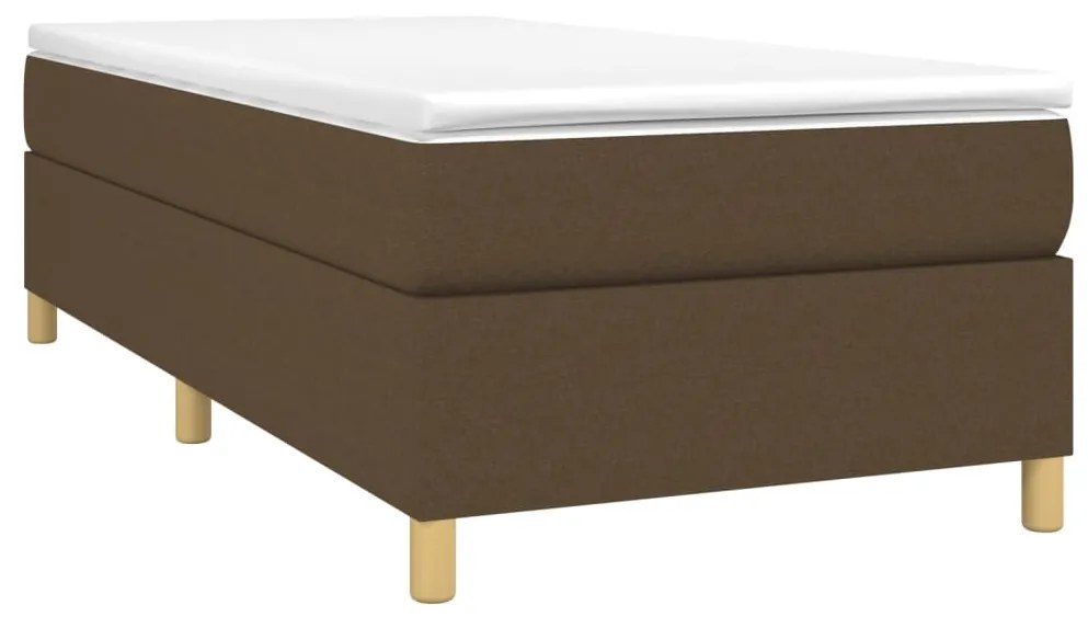 Κρεβάτι Boxspring με Στρώμα Σκούρο Καφέ 90x200 εκ. Υφασμάτινο - Καφέ