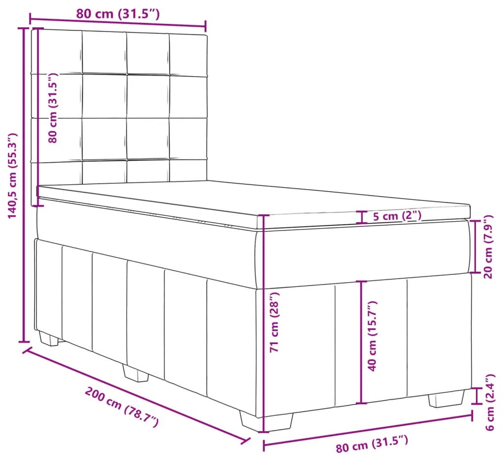 ΚΡΕΒΑΤΙ BOXSPRING ΜΕ ΣΤΡΩΜΑ ΣΚΟΥΡΟ ΓΚΡΙ 80X200 ΕΚ. ΥΦΑΣΜΑΤΙΝΟ 3291496