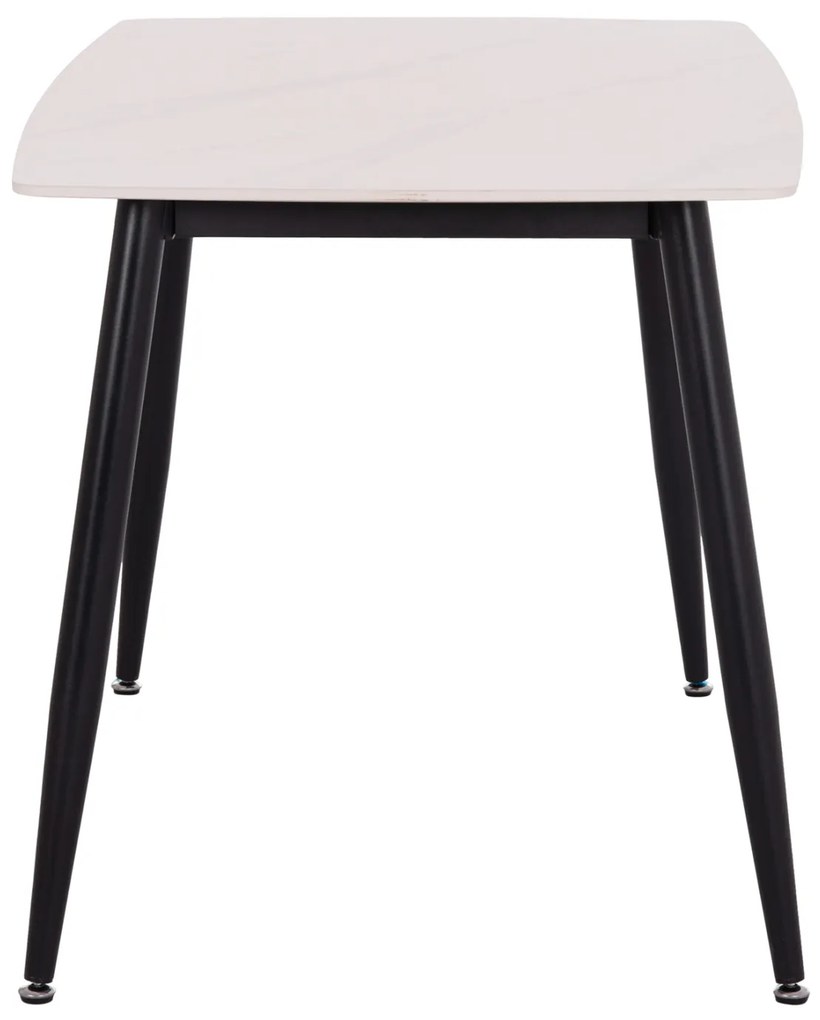 Τραπέζι Rav λευκό μαρμάρου sintered stone-μαύρο μέταλλο 120x70x75