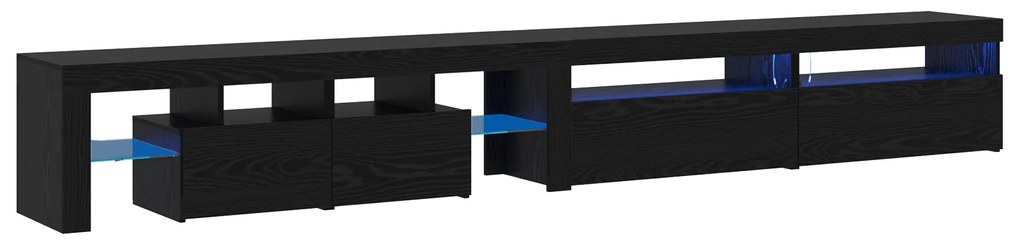 vidaXL TV Cabinets 3 τμχ με Φώτα LED Μαύρη Δρυός Επεξεργασμένο Ξύλο