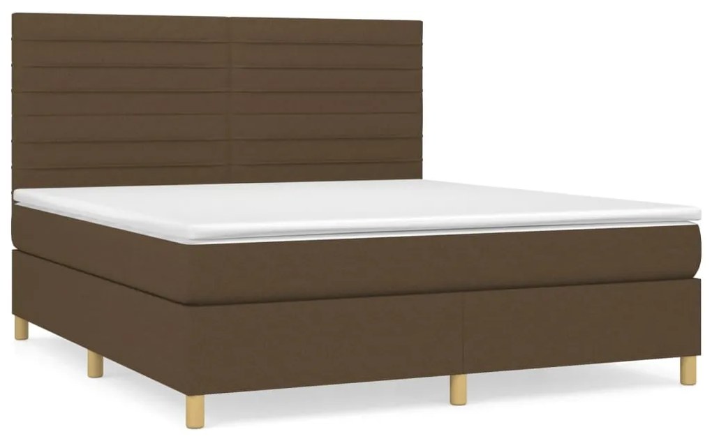 Κρεβάτι Boxspring με Στρώμα Σκούρο Καφέ 180x200 εκ Υφασμάτινο - Καφέ