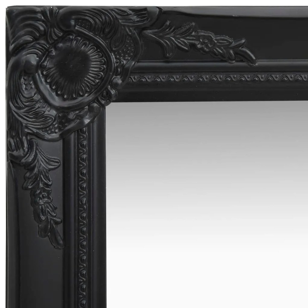 Καθρέφτης Τοίχου με Μπαρόκ Στιλ Μαύρος 40 x 40 εκ. - Μαύρο