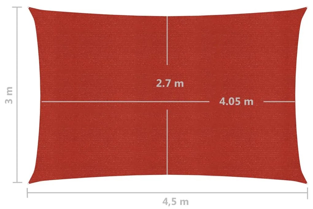 Πανί Σκίασης Κόκκινο 3 x 4,5 μ. από HDPE 160 γρ./μ² - Κόκκινο