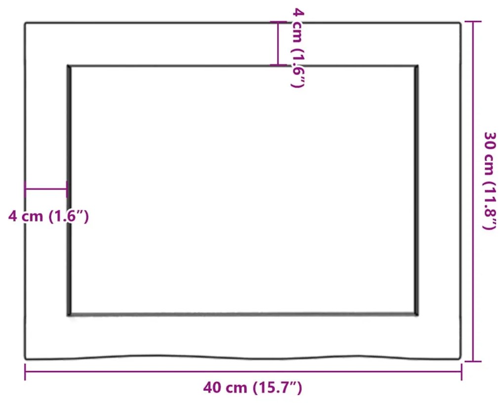 Πάγκος Μπάνιου 40x30x(2-6) εκ. από Ακατέργαστο Μασίφ Ξύλο - Καφέ