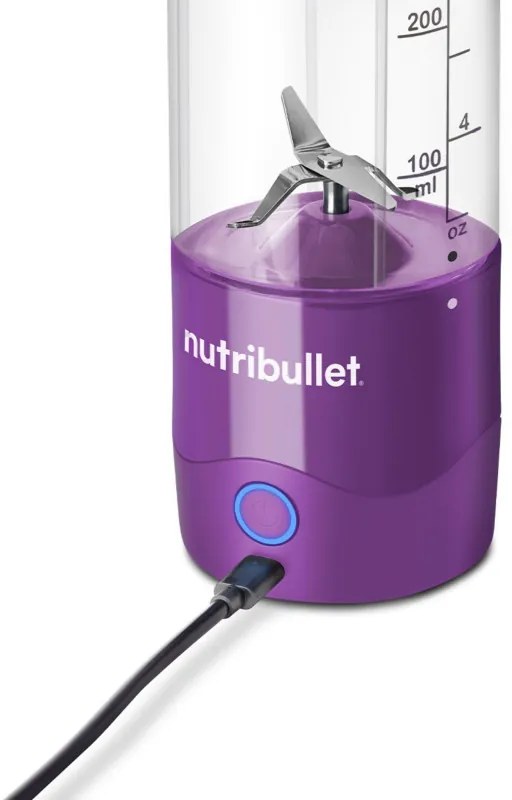 Φορητό μπλέντερ USB Nutribullet NBP003PU, 2000 mAh, 475 ml, 4 λεπίδες, θρυμματισμός πάγου, έως 15 κύκλοι, μωβ