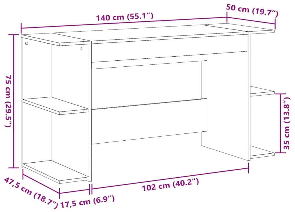 ΓΡΑΦΕΙΟ ΚΑΠΝΙΣΤΗ ΔΡΥΣ 140 X 50 X 75 ΕΚ. ΑΠΟ ΕΠΕΞΕΡΓΑΣΜΕΝΟ ΞΥΛΟ 840552