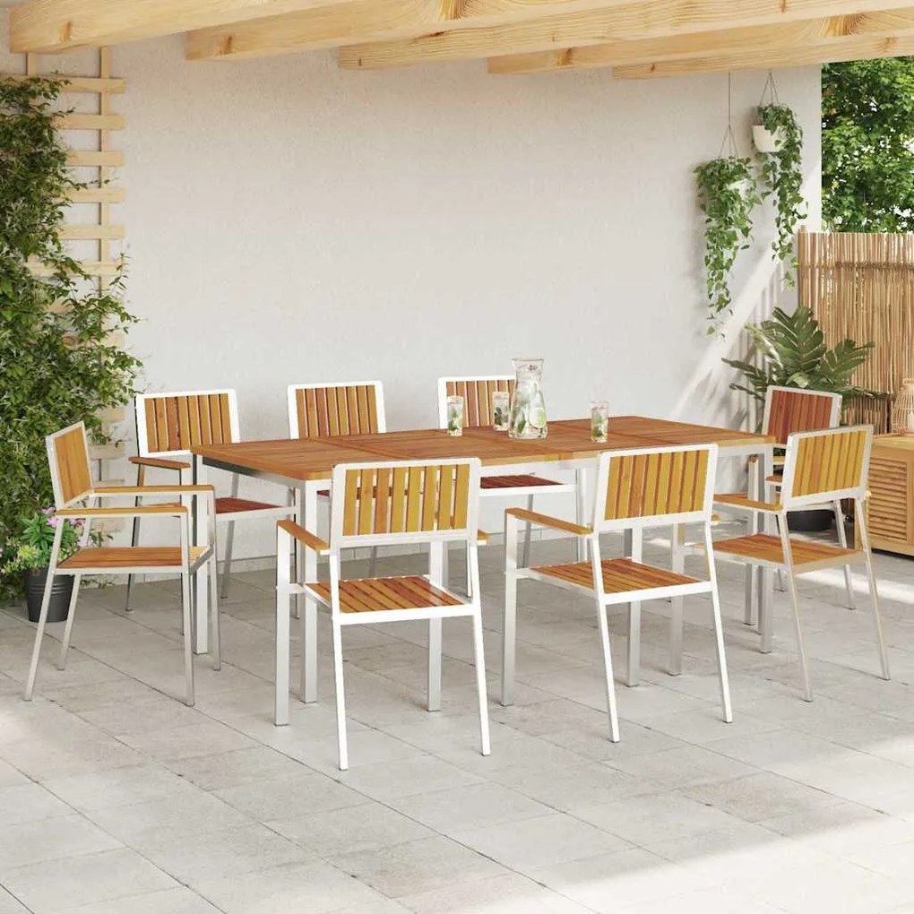 vidaXL Καρέκλα Κήπου 8 pcs Καφέ 56 x 54.5 x 87 εκ. Μασίφ ξύλο ακακίας