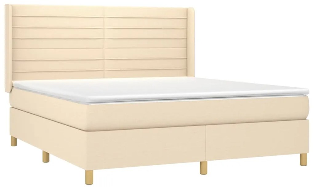 ΚΡΕΒΑΤΙ BOXSPRING ΜΕ ΣΤΡΩΜΑ &amp; LED ΚΡΕΜ 180X200 ΕΚ. ΥΦΑΣΜΑΤΙΝΟ 3138978