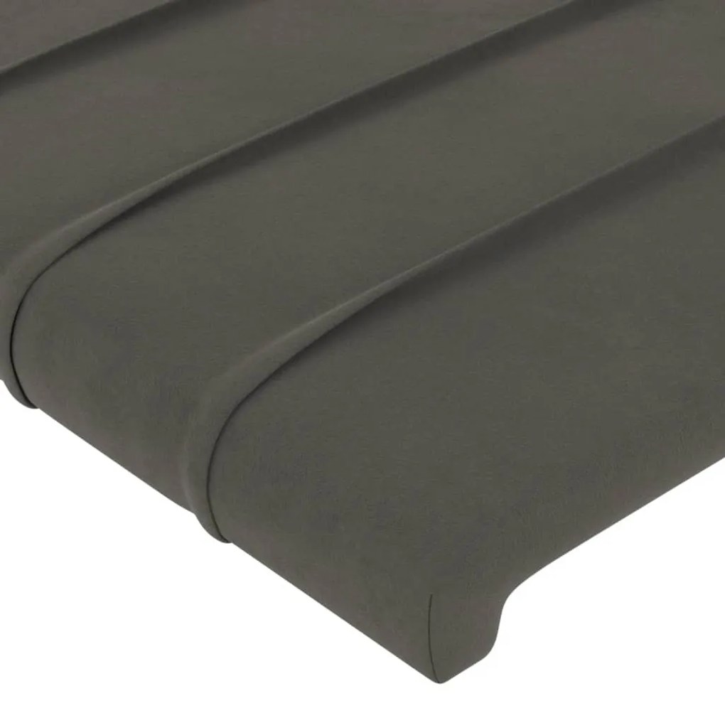 Κεφαλάρι με Πτερύγια Σκούρο Γκρι 103x23x118/128 εκ. Βελούδινο 3118139
