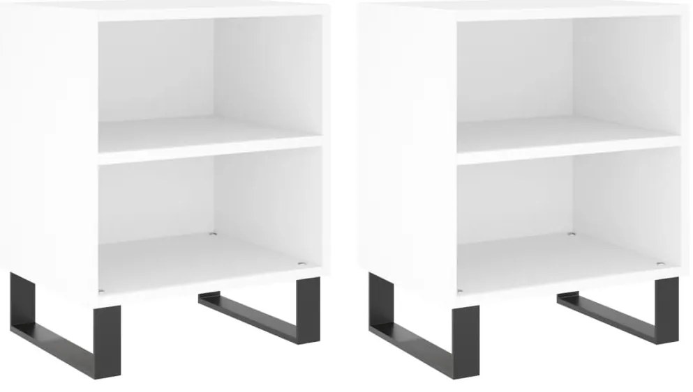 vidaXL Κομοδίνα 2 τεμ. Λευκά 40 x 30 x 50 εκ. από Επεξεργασμένο Ξύλο