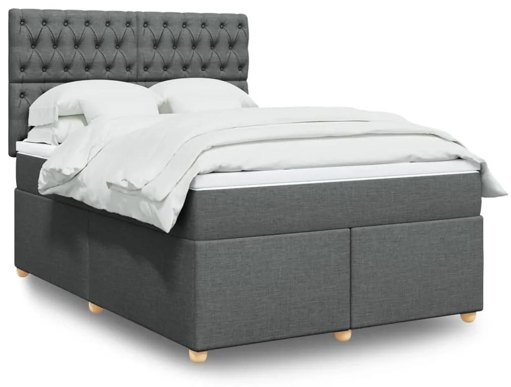 ΚΡΕΒΑΤΙ BOXSPRING ΜΕ ΣΤΡΩΜΑ ΣΚΟΥΡΟ ΓΚΡΙ 140X200 ΕΚ ΥΦΑΣΜΑΤΙΝΟ 3291311