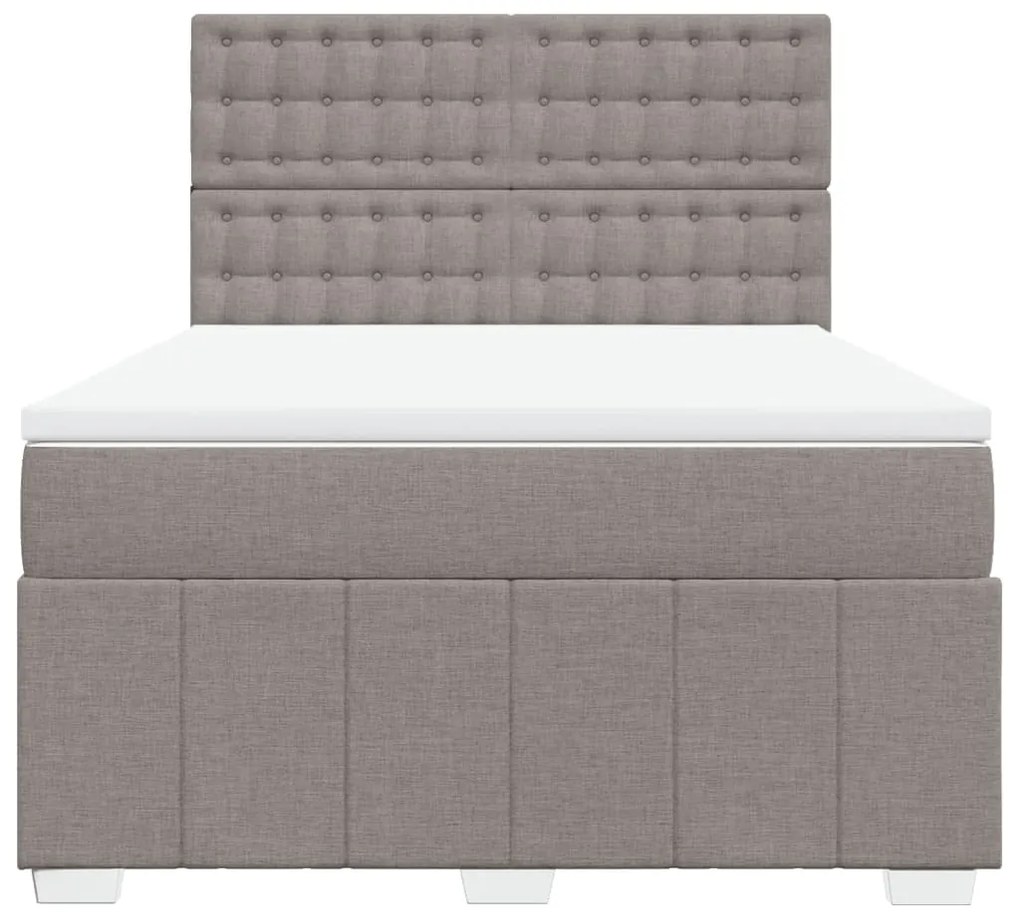 vidaXL Κρεβάτι Boxspring με Στρώμα Taupe 140x190 εκ. Υφασμάτινο