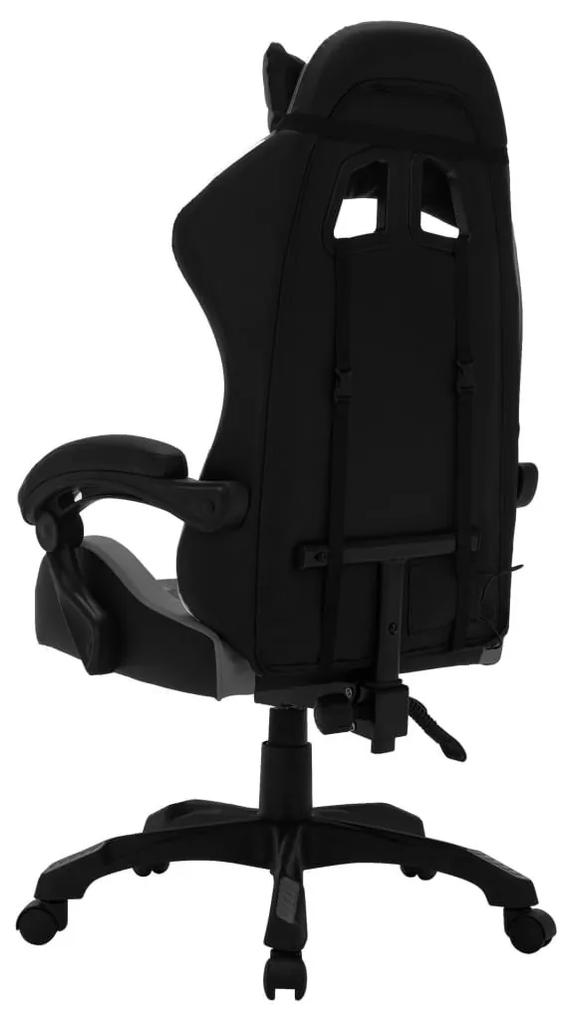 Καρέκλα Racing με Φωτισμό RGB LED Γκρι/Μαύρο Συνθετικό Δέρμα - Πολύχρωμο