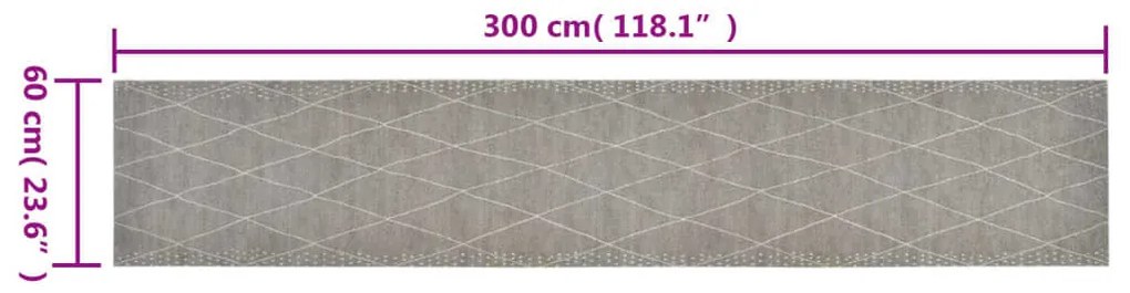 vidaXL Χαλί Κουζίνας Πλενόμενο Σχέδιο Ρόμβοι 60 x 300 εκ. Βελούδινο