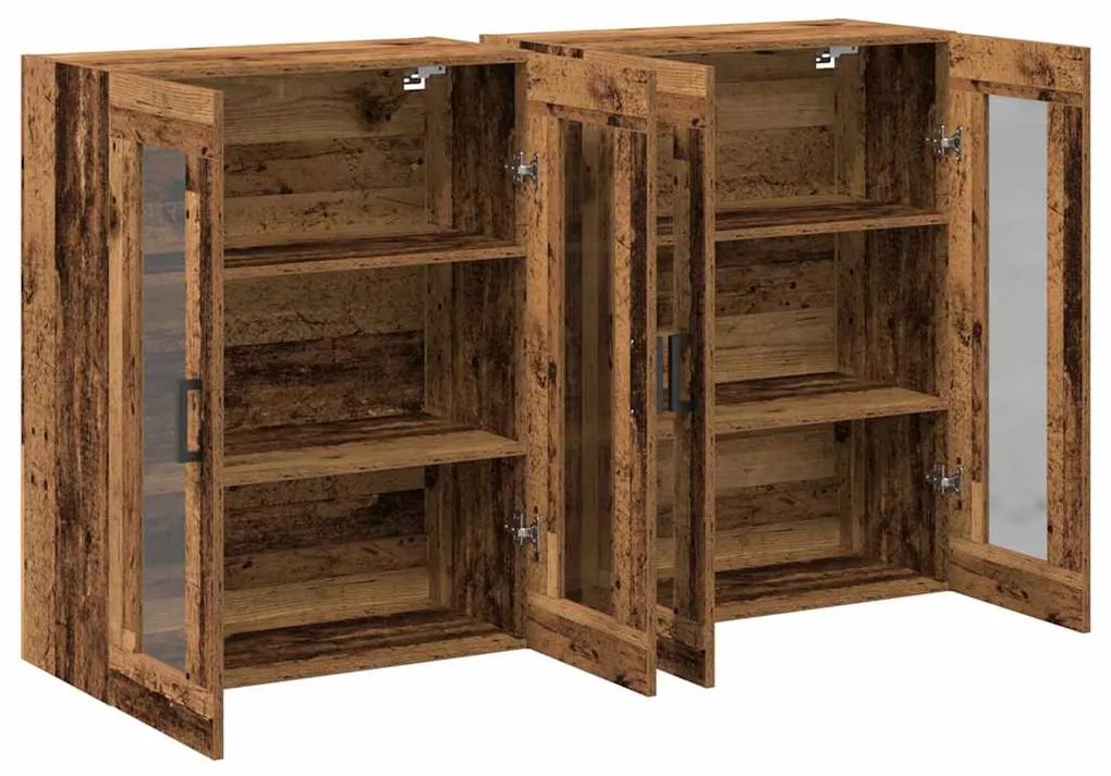 vidaXL Ντουλάπια Τοίχου 2 pcs Παλιό Ξύλο 69,5 x 34 x 90 εκ.