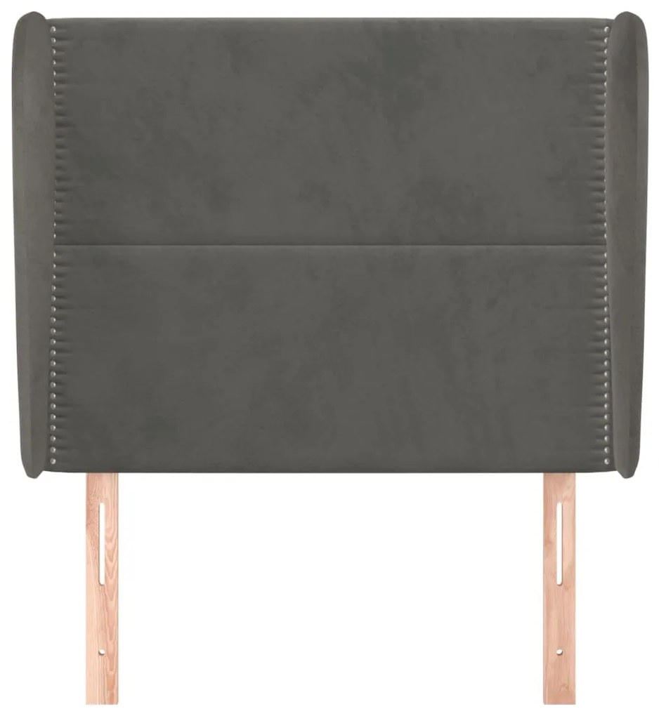 Κεφαλάρι με Πτερύγια Σκούρο Γκρι 93 x 23 x 118/128εκ.Βελούδινο 3117853