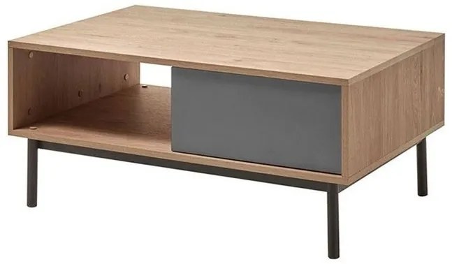 Τραπεζάκι σαλονιού Lima C108, Hickory δρυς, Γραφίτης, 47x68x104cm, Πλαστικοποιημένη μοριοσανίδα, Γωνιακός