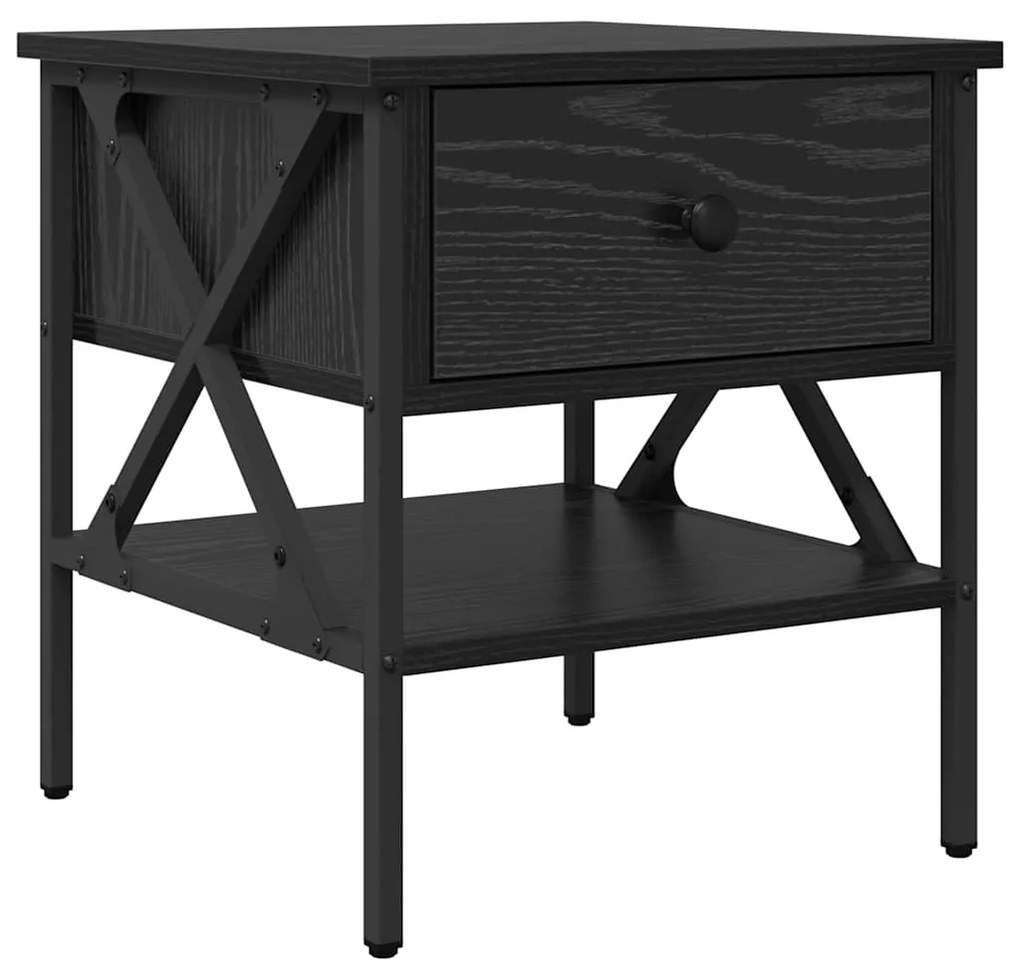 vidaXL Κομοδίνο με συρτάρι 2 pcs Μαύρη δρυς 40 x 42 x 45 εκ.