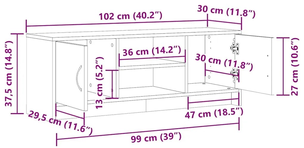 ΈΠΙΠΛΟ ΤΗΛΕΟΡΑΣΗΣ ΌΨΗ ΠΑΛΑΙΟΥ ΞΥΛΟΥ 102X30X37,5 ΕΚ. ΕΠΕΞ. ΞΥΛΟ 855816