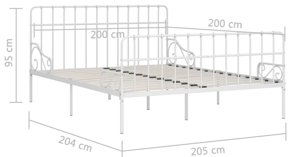 vidaXL Πλαίσιο Κρεβατιού με Τελάρο Λευκό 200 x 200 εκ. Μεταλλικό