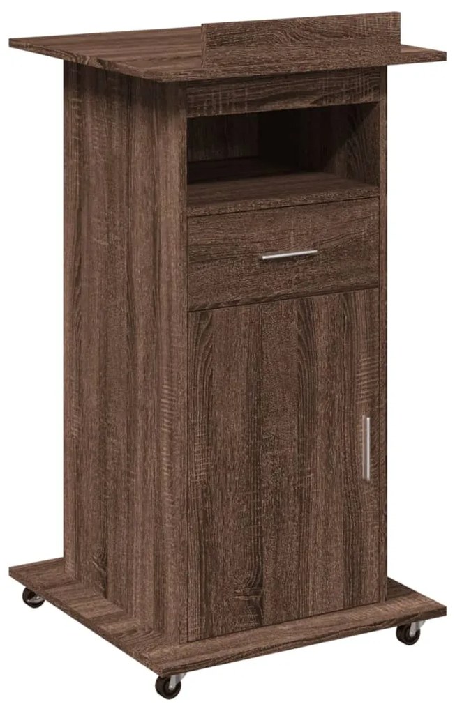 vidaXL Αναλόγιο με Ροδάκια & Συρτάρι Καφέ Δρυς 55x55x107εκ. Επεξ. Ξύλο