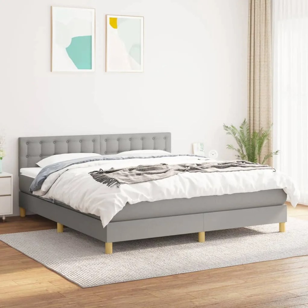 Κρεβάτι Boxspring με Στρώμα Αν. Πράσινο 160x200εκ Υφασμάτινο