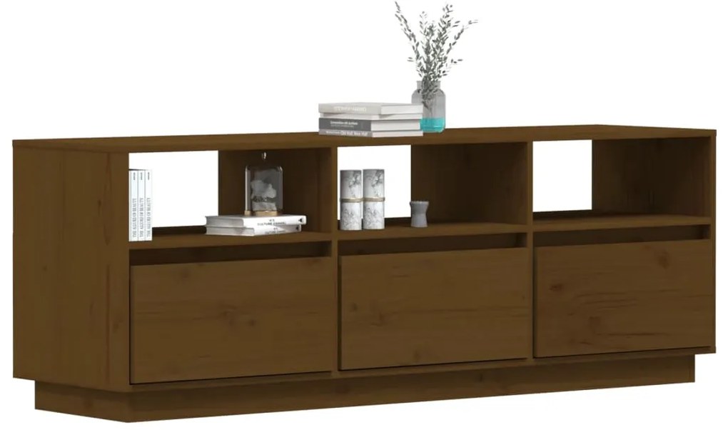 vidaXL Έπιπλο Τηλεόρασης Καφέ Μελί 140x37x50 εκ. από Μασίφ Ξύλο Πεύκου