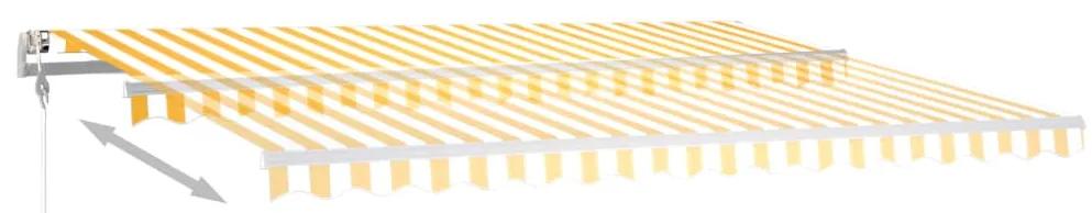 vidaXL Τέντα Συρόμενη Χειροκίνητη με LED Κίτρινο / Λευκό 4 x 3,5 μ.
