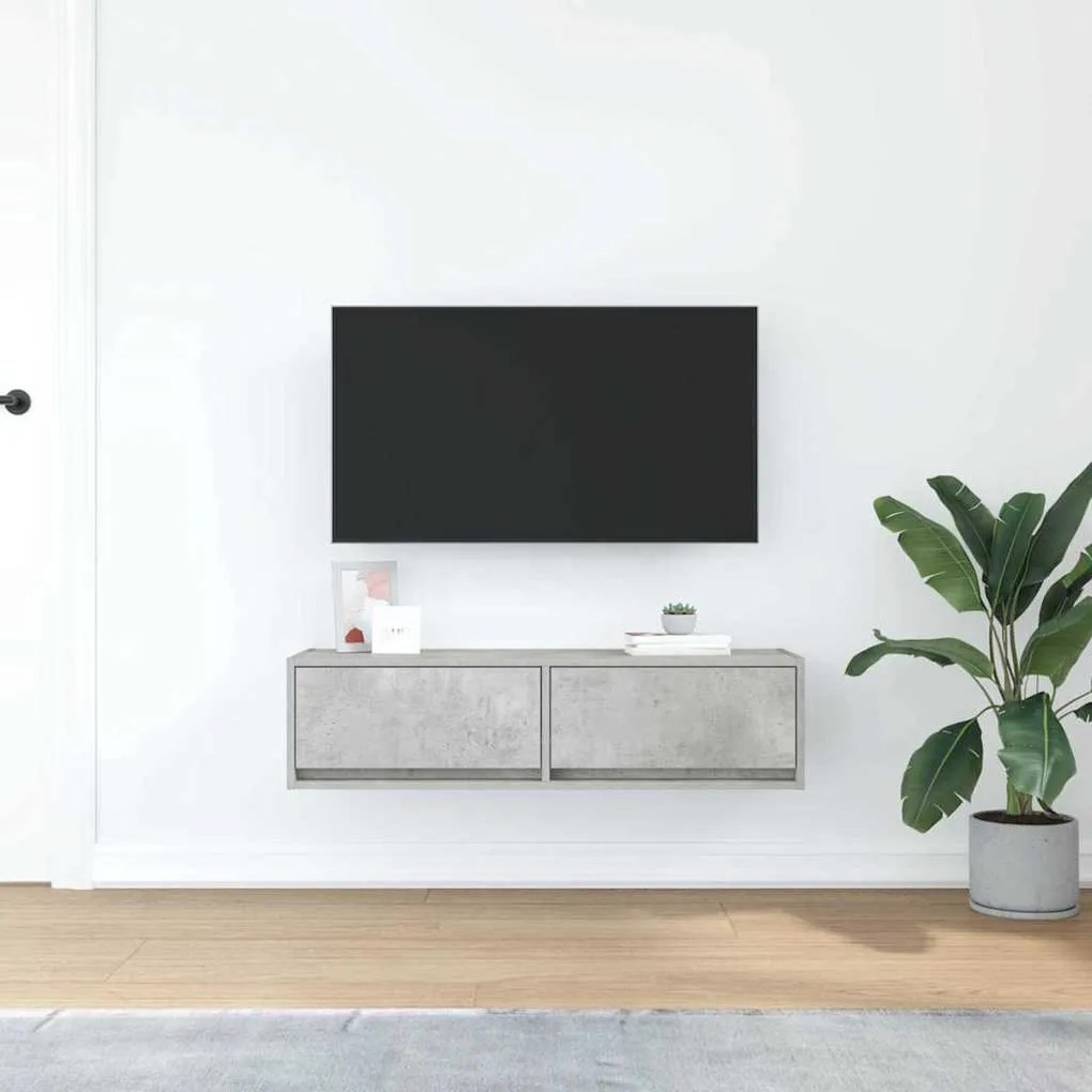 vidaXL Κομμάτι Τηλεόρασης Γκρι Σκυρόδεμα 100x31x25,5 εκ Επεξεργασμένο Ξύλο