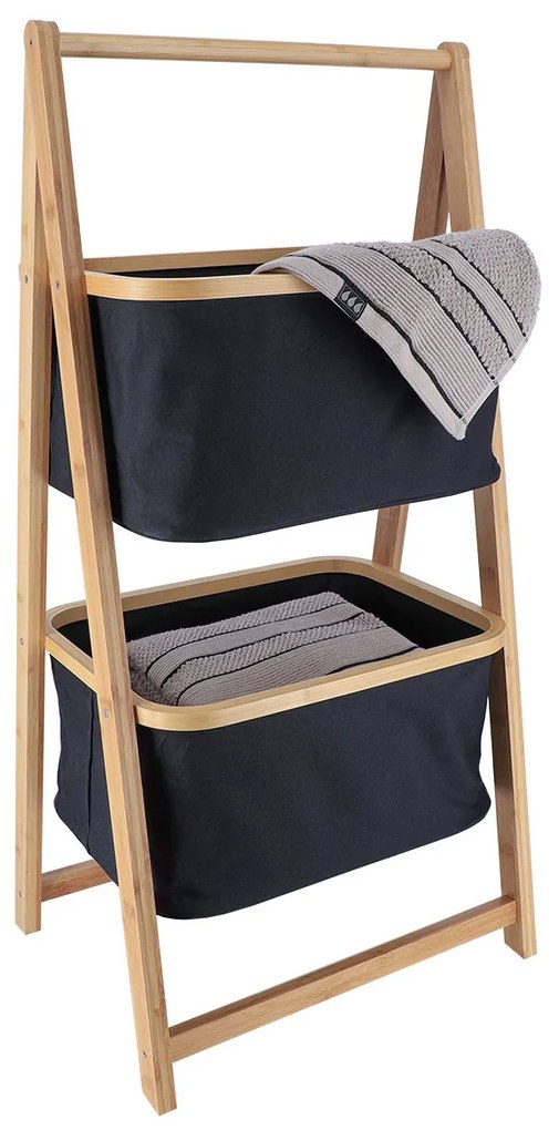 Ραφιέρα Δαπέδου 2 Θέσεων (44x34x90) T-D Black/Bamboo 98204103