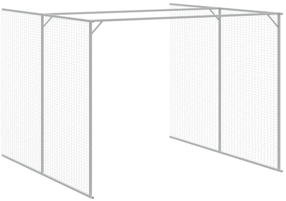 vidaXL Σπιτάκι Σκύλου με Αυλή Αν. Γκρι 214x1273x181εκ. Γαλβαν. Χάλυβας