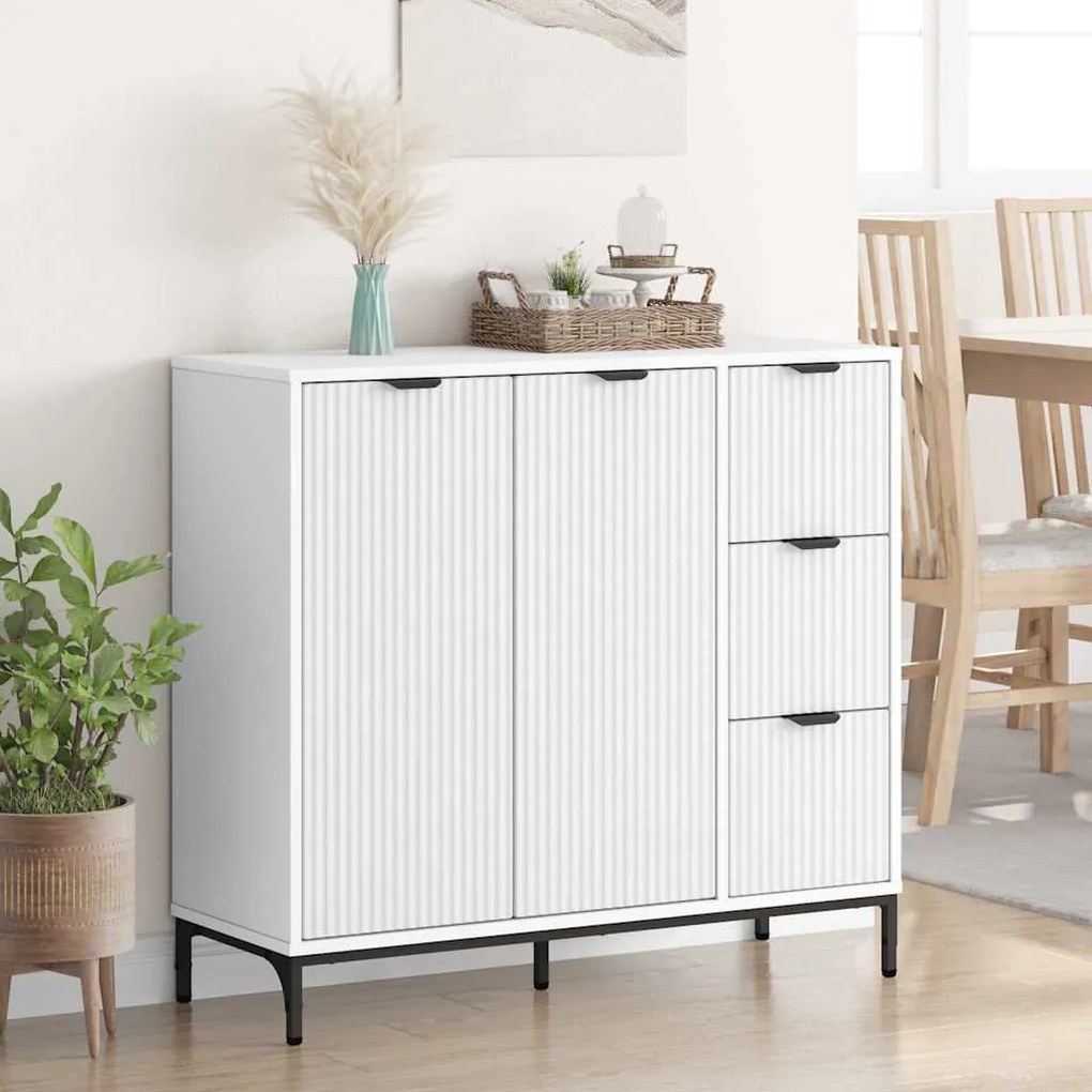 vidaXL Πλαϊνό γραφείο Λευκό 89.5 x 33 x 82 εκ. Επεξεργασμένο ξύλο