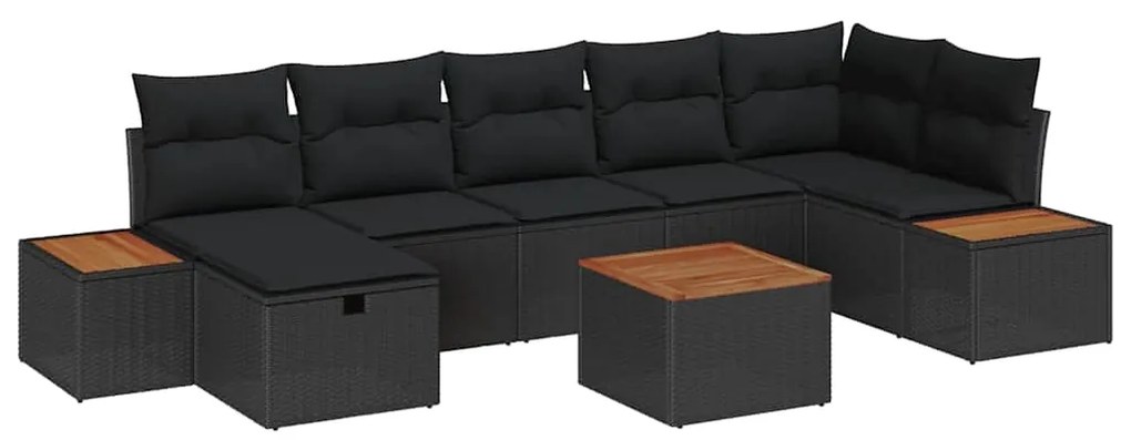 vidaXL Σετ Καναπέ Κήπου με μαξιλάρι 8 pcs Μαύρο Πολυ ράταν