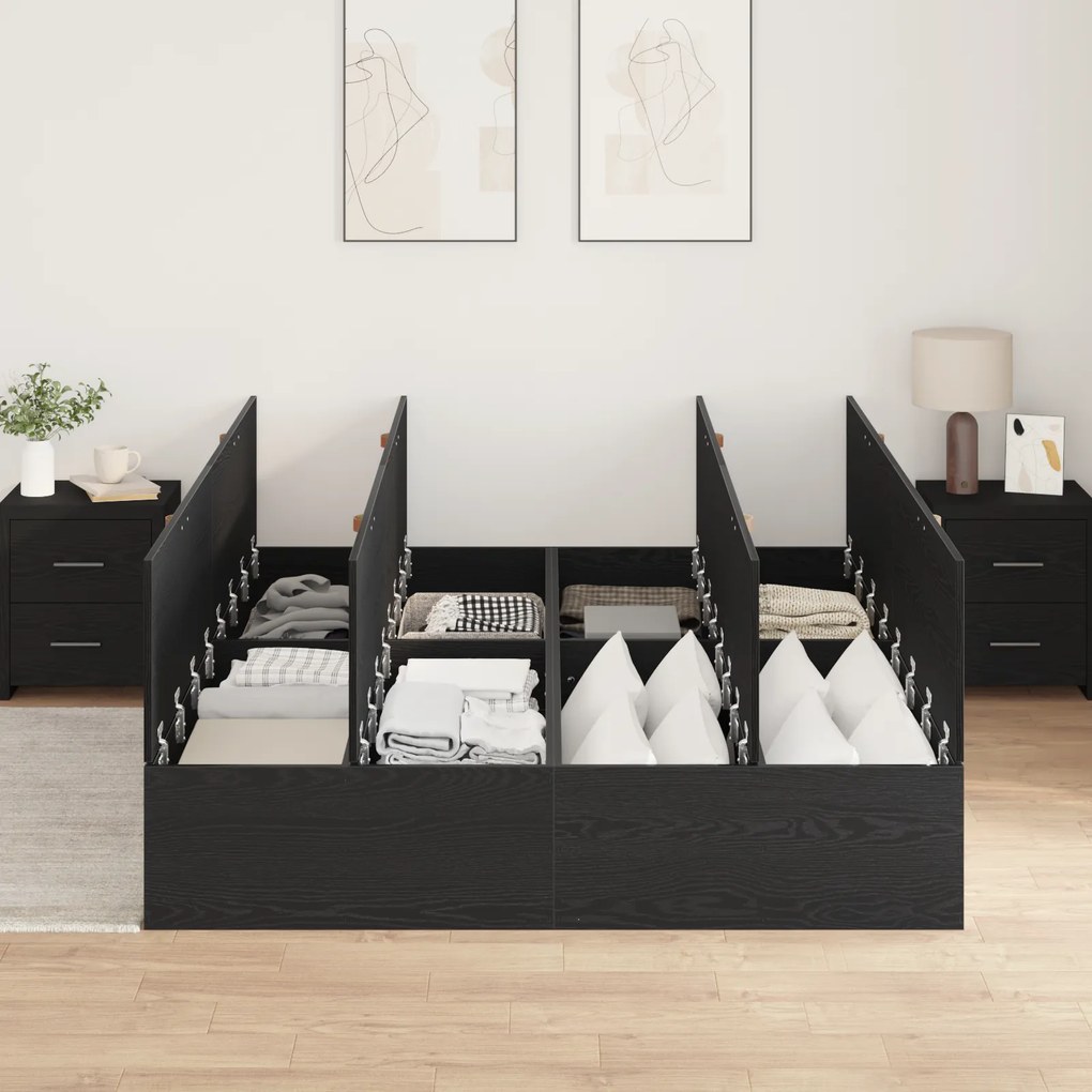 vidaXL Κρεβάτι Αποθήκευσης Μαύρο Βελανίδι 140x200 εκ.