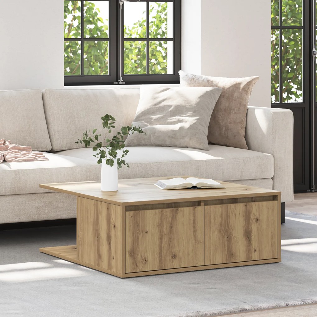 vidaXL Τραπεζάκι σαλονιού with Drawer artisan δρυς 80 x 80 x 31 cm