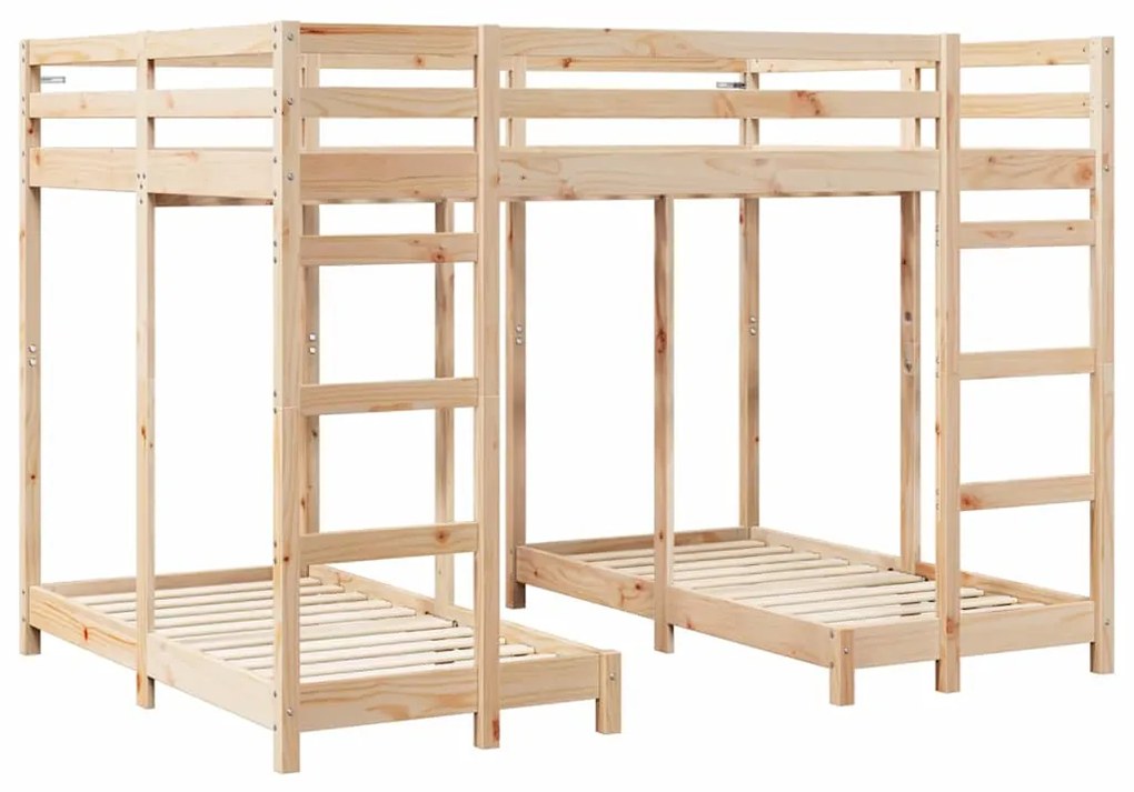 vidaXL Σκελετός Κουκέτας Τριών Επιπέδων Καφέ 140 x 200 cm