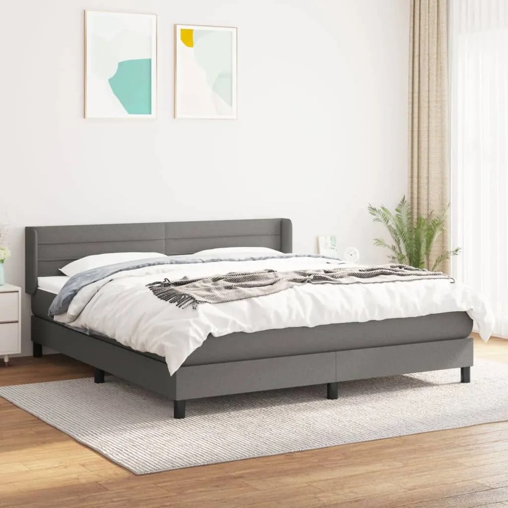 ΚΡΕΒΑΤΙ BOXSPRING ΜΕ ΣΤΡΩΜΑ ΣΚΟΥΡΟ ΓΚΡΙ 160X200 ΕΚ ΥΦΑΣΜΑΤΙΝΟ 3129802