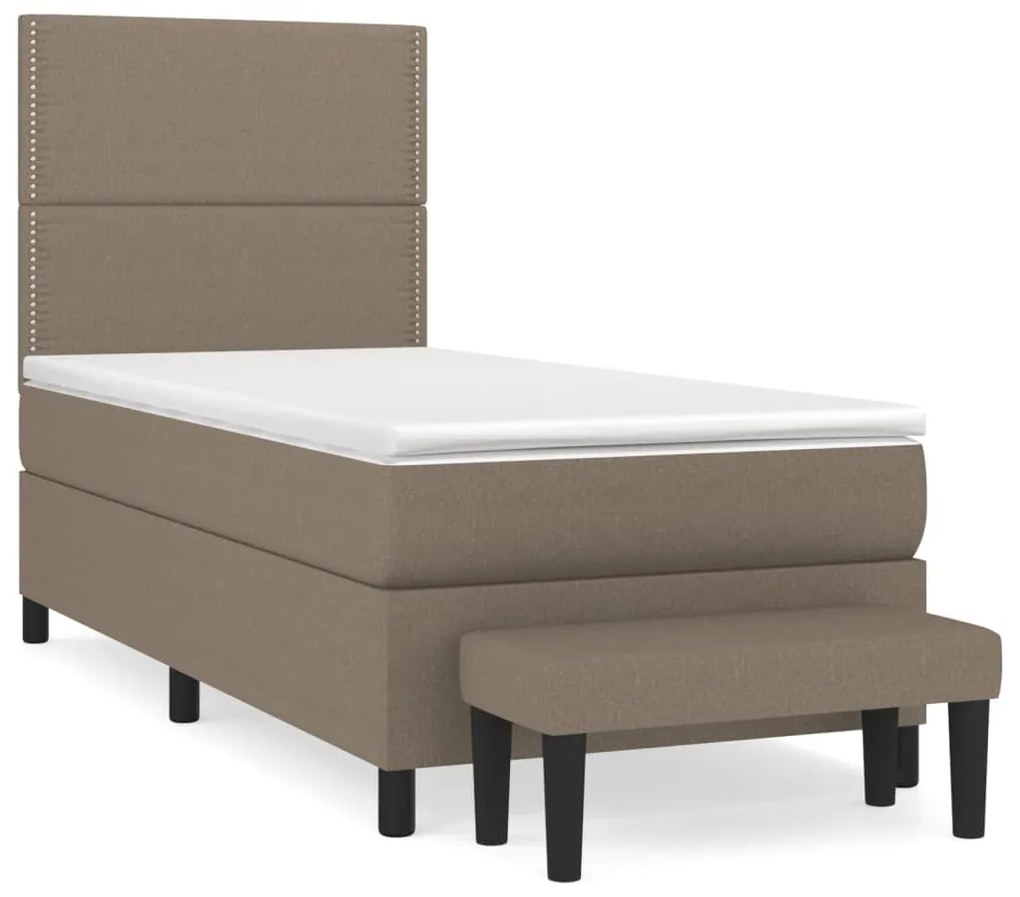 Κρεβάτι Boxspring με Στρώμα Taupe 80x200 εκ. Υφασμάτινο - Μπεζ-Γκρι