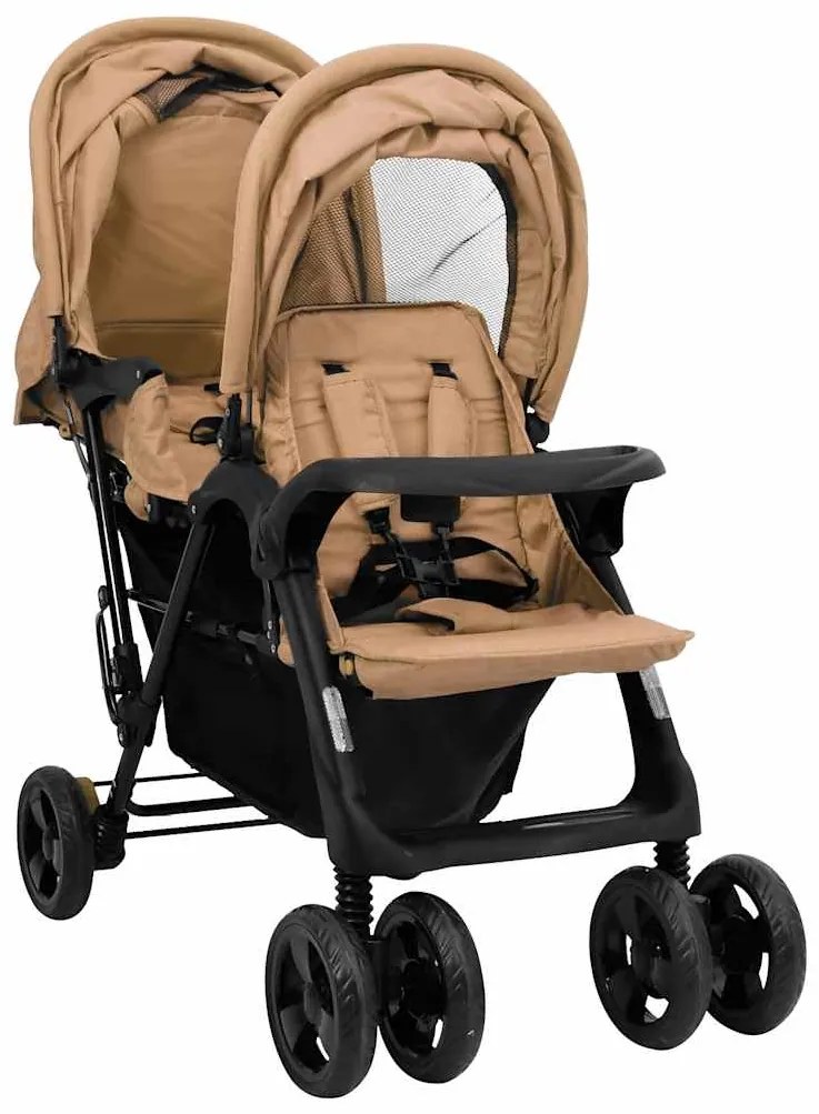 vidaXL Καρότσι Διδύμων Taupe Ατσάλινο