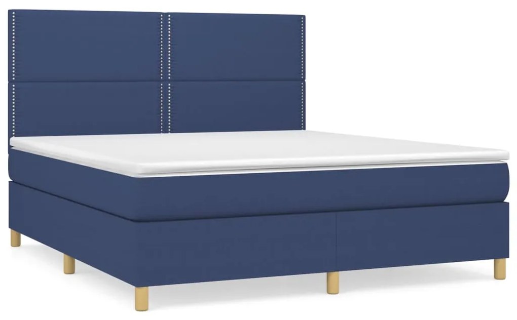 vidaXL Κρεβάτι Boxspring με Στρώμα Μπλε 180x200 εκ. Υφασμάτινο