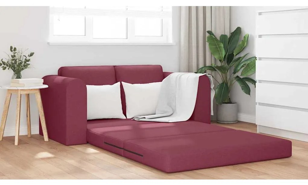 vidaXL Κρεβάτι καναπές Μπορντό 148 x 71 x 83 εκ. ύφασμα